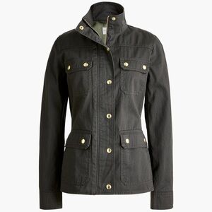 J. Crew Utility Safari Resin-Coated Jacket Black Size S